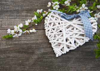 Spring cherries blossom and heart