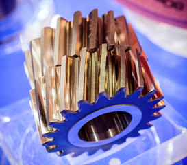 Helical gears close-up.