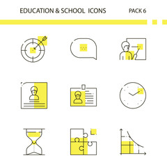 Education and School outline and yellow background icon
