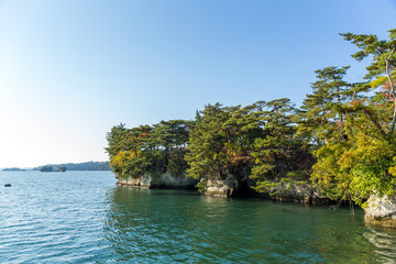 Fototapeta na wymiar Matsushima with clear blue sky