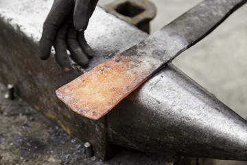 Red hot iron in a forge