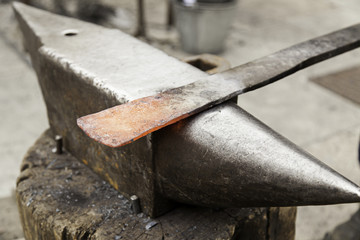 Red hot iron in a forge
