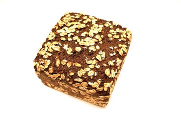 Fresh black bread on white background 
