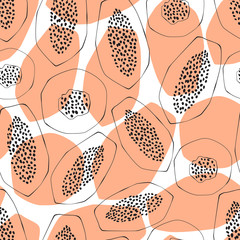 Abstract papaya seamless pattern. Black and white with orange. A beautiful concept for wrapping and fabric - 152278233