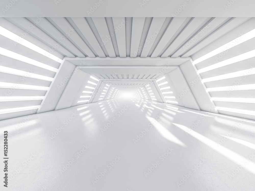 Poster abstract modern architecture background, empty white open space interior. 3d rendering