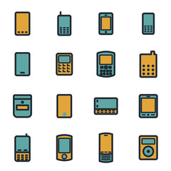 Vector flat mobile icons set