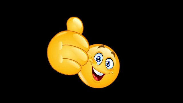 Animation of an emoticon showing thumb up 