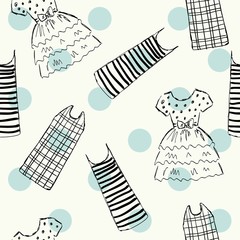 Hand draw seamless pattern with fashion clothes