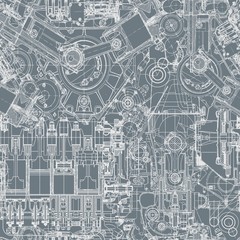 Fototapeta premium Rysunek wzór silnika, tło. Jednolity wzór może służyć do tapet, wypełnień deseniem, tła strony internetowej, tekstur powierzchni. Wspaniałe bezszwowe tło.
