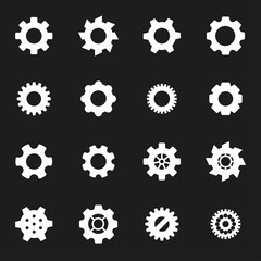 Vector white gear icons set