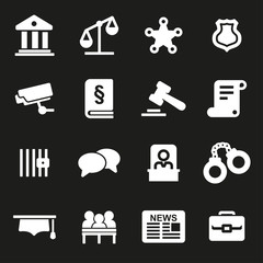 Vector white justice icons set