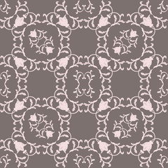 Vintage ornament in the style of Damask. Seamless dark background for textile, wallpaper, pattern fills, covers, surface, print, gift wrap, packaging paper, tile