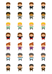 Set of different pixel people with male and female  ,vector illustration
