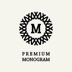 Stylish and graceful floral monogram design , Elegant line art logo , vector template.