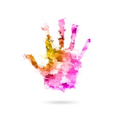 Abstract painting human hand in colors - Artwork hand - Kids hand in paints - Global support