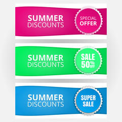 A set of templates for banners. Seasonal discounts, promotions. Vector illustration