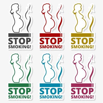 Stop smoking, pregnant woman silhouette icon 