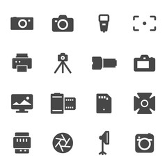Vector black camera icons set