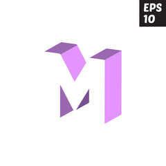 Initial letter M lowercase logo design template block violet purple