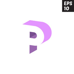 Initial letter P lowercase logo design template block violet purple