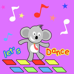 Little koala break dance for child and kid cartoon illustration flat