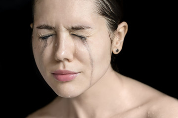 Studio portrait of wet woman