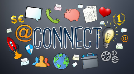 Manuscript network text with icon