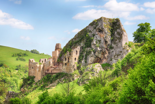 Slovakia, historic ruins of castle Lednica
