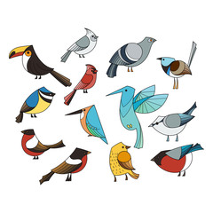 Birds set. Lined vector collextion.