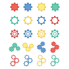 Vector icon set of multicolored gears