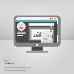 Lorem ipsum text and chatting screen on monitor