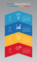 Modern Info-graphic Template for Business with four steps multi-Color design, labels design, Vector info-graphic element, Flat style vector illustration.