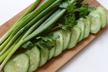 Green vegetables and herbs