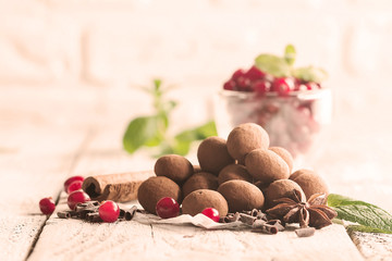 chocolate truffles with cranberry