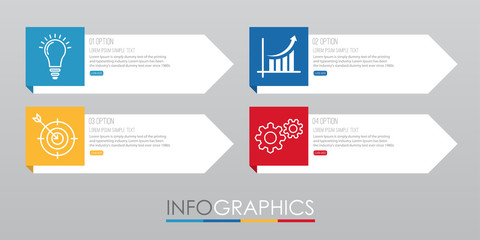 Modern Info-graphic Template for Business with four steps multi-Color design, labels design, Vector info-graphic element, Flat style vector illustration.