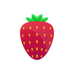 Strawberry icon. Cartoon strawberry for sticker or summer cards, posters, banners etc.