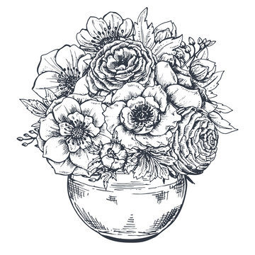 recommend clip art: Floral composition. Bouquet with spring flowers.