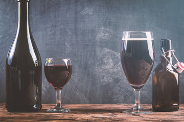 Glass of Beer and red wine