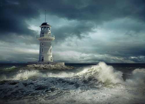Fototapeta Lighthouse on the sea under sky