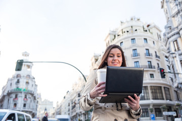 businesswoman working in Madrid