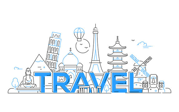 Travel - vector line travel illustration