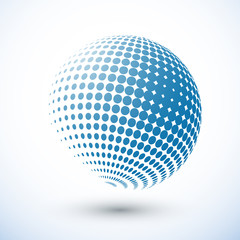 Halftone Sphere. Halftone Design Element. Abstract Globe Logo Template. Vector Illustration.
