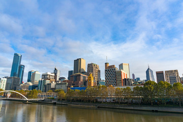 Fototapeta na wymiar Beautiful Melbourne cityscape on sunny morning