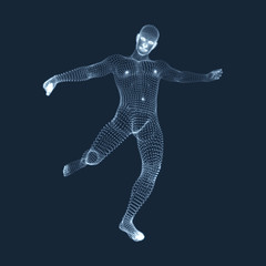 A football player from particle. Sports concept. 3D Model of Man. Human Body. Sport Symbol. Design Element. Vector Illustration.A_R_00_200x200