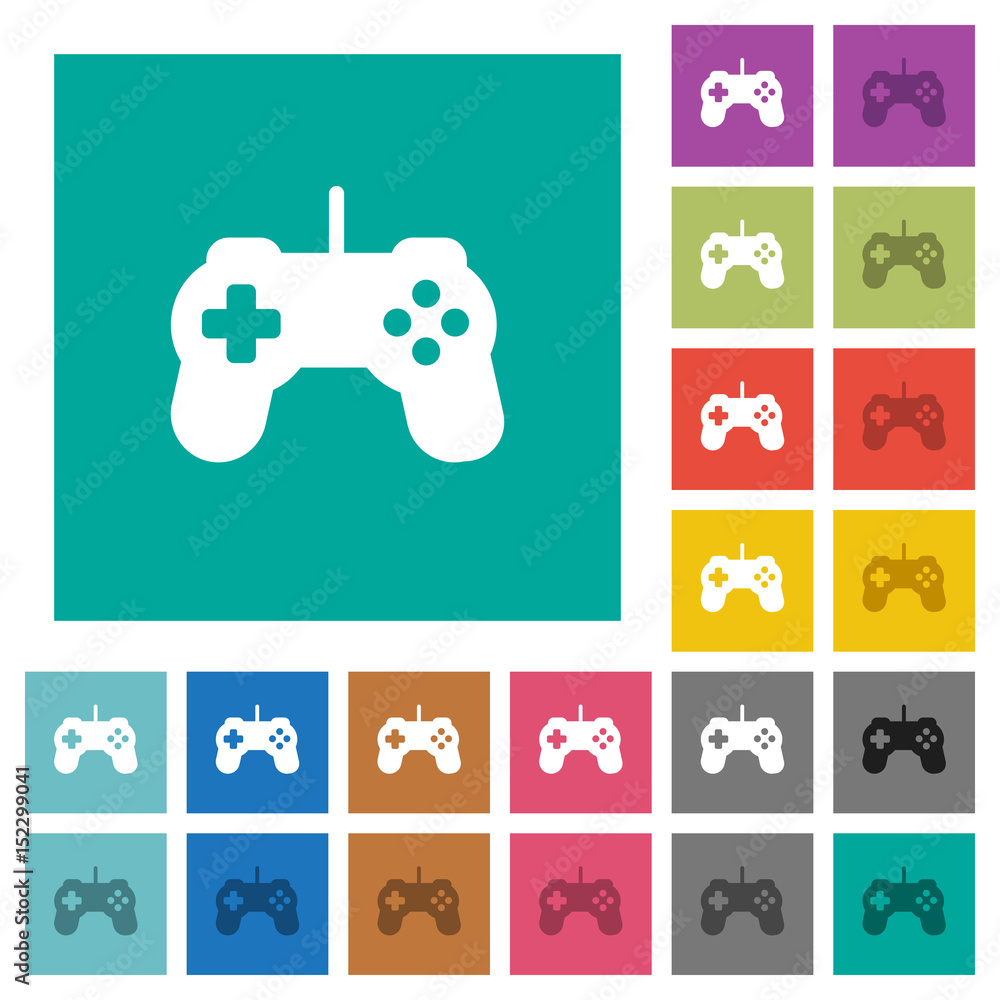 Poster game controller square flat multi colored icons