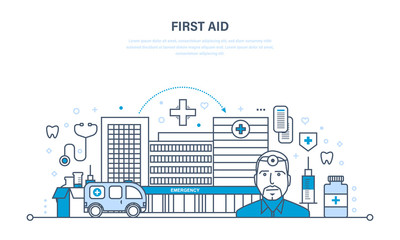 Modern medicine, medical care, healthcare and medical insurance, first aid.