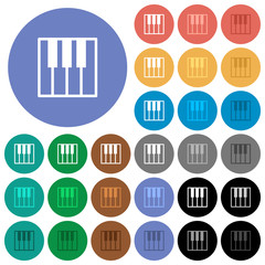 Piano keyboard round flat multi colored icons