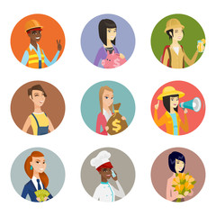 Vector set of characters of different professions.