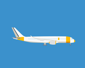 Modern passenger plane, on a light background.