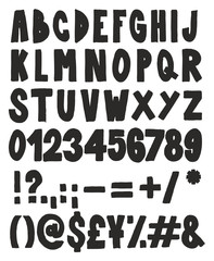 Thick Doodle Handwritten Fill Alphabet, Numbers & Signs with Marker Pen